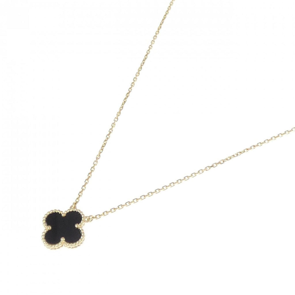 Vintage Alhambra Pendant Necklace 18K Yellow Gold and Onyx