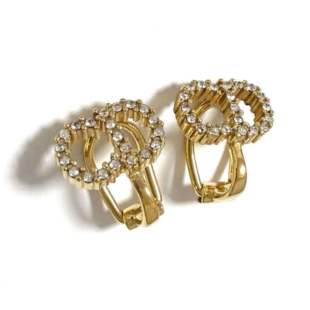 Clip-On Earrings Metal and Rhinestone