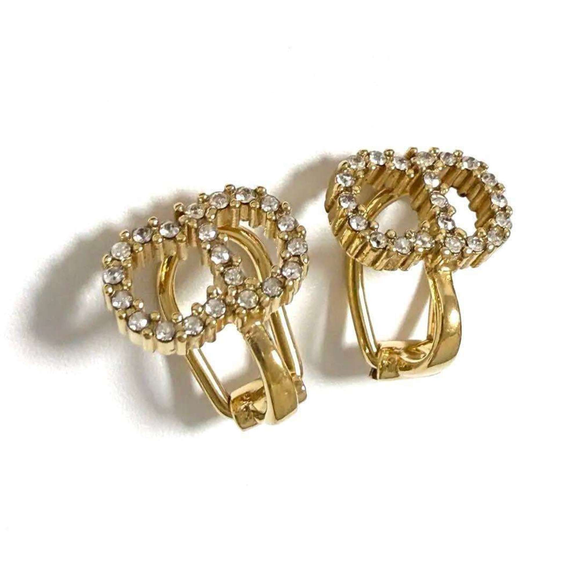 Clip-On Earrings Metal and Rhinestone