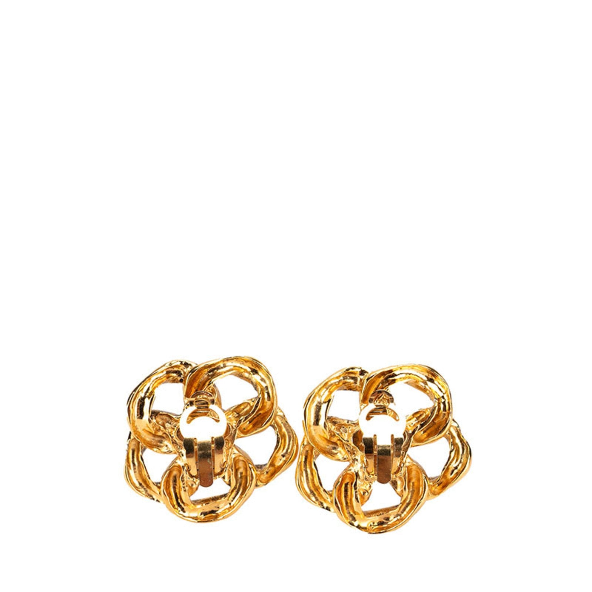 CC Logo Clip-On Earrings Metal Gold-Tone Metal