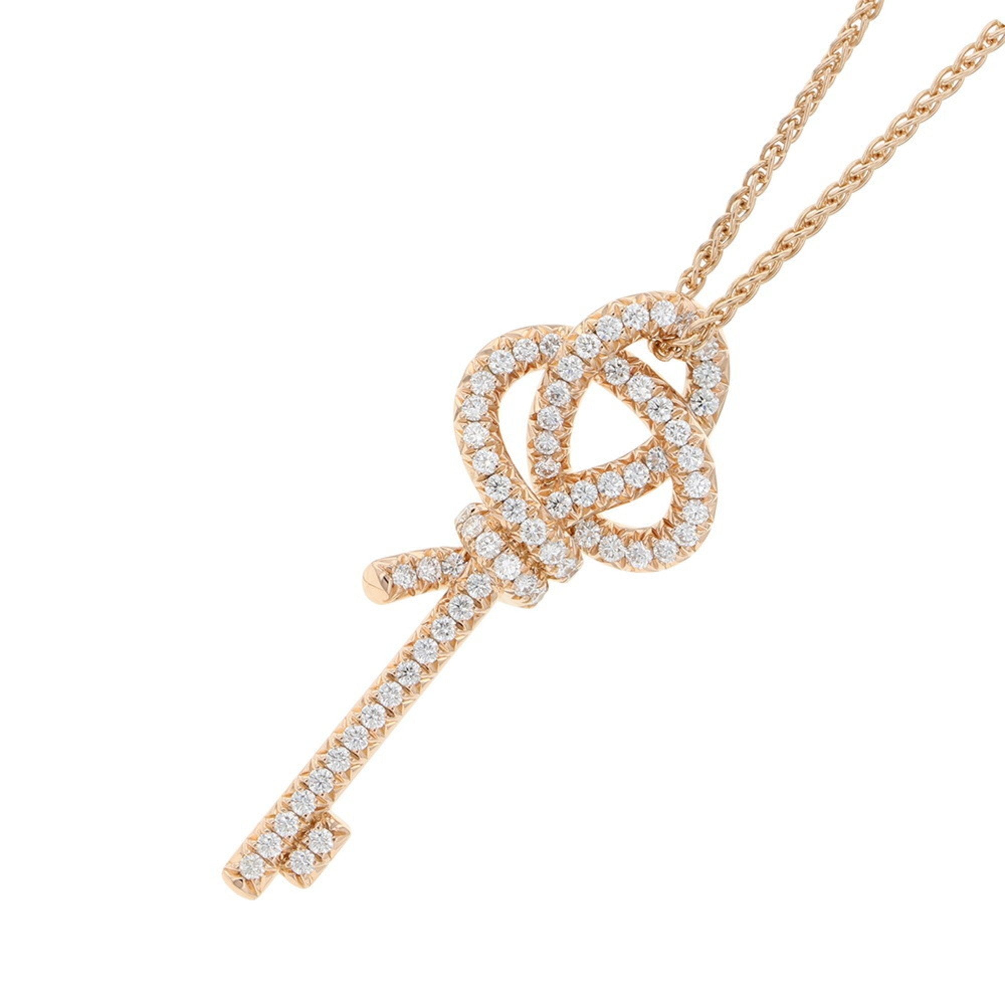 Knot Pendant Necklace 18K Rose Gold Large with Diamond