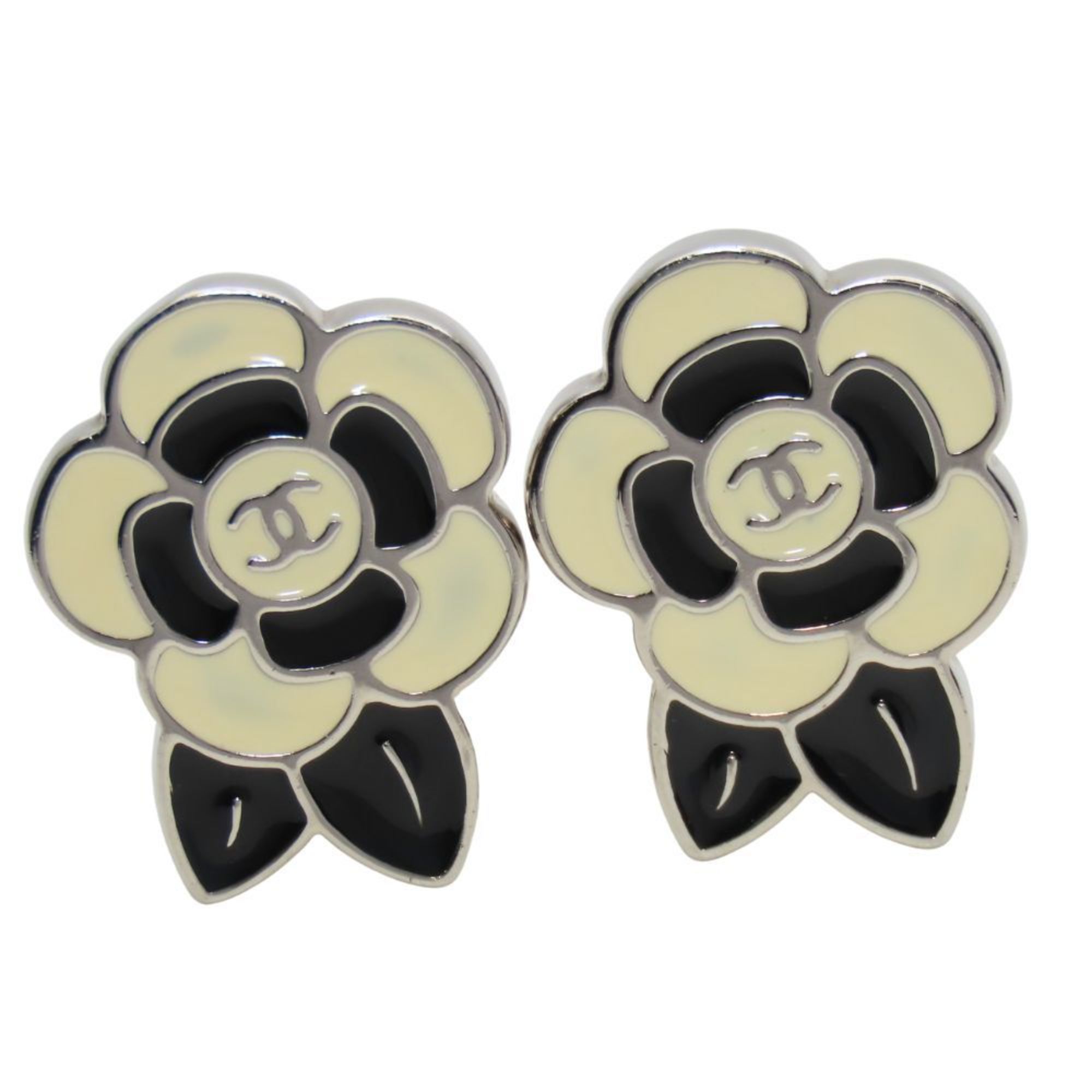 CC Logo Clip-On Earrings Silver-Tone Metal Silver-Tone Metal