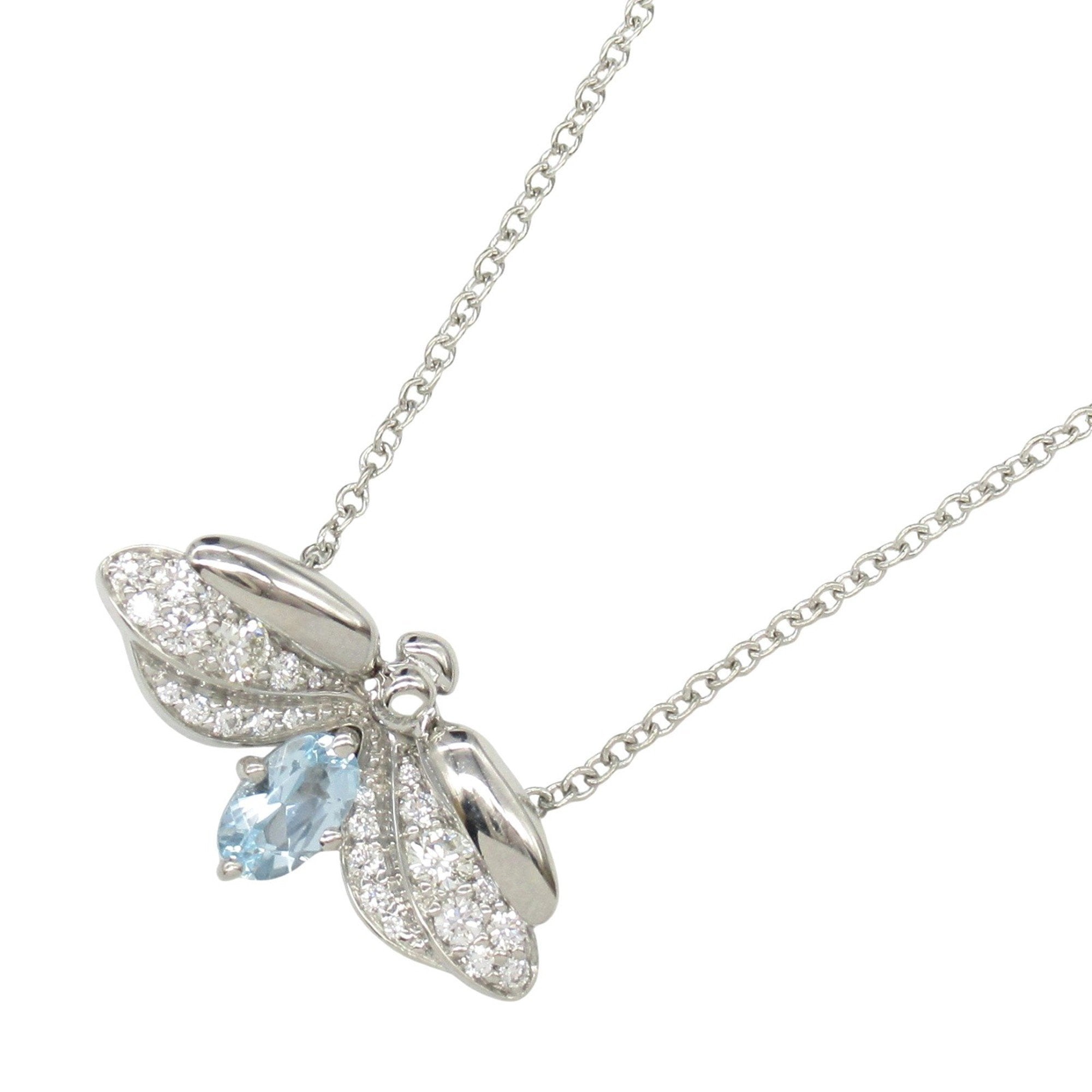 Pendant Necklace Platinum with Aquamarine and Diamond