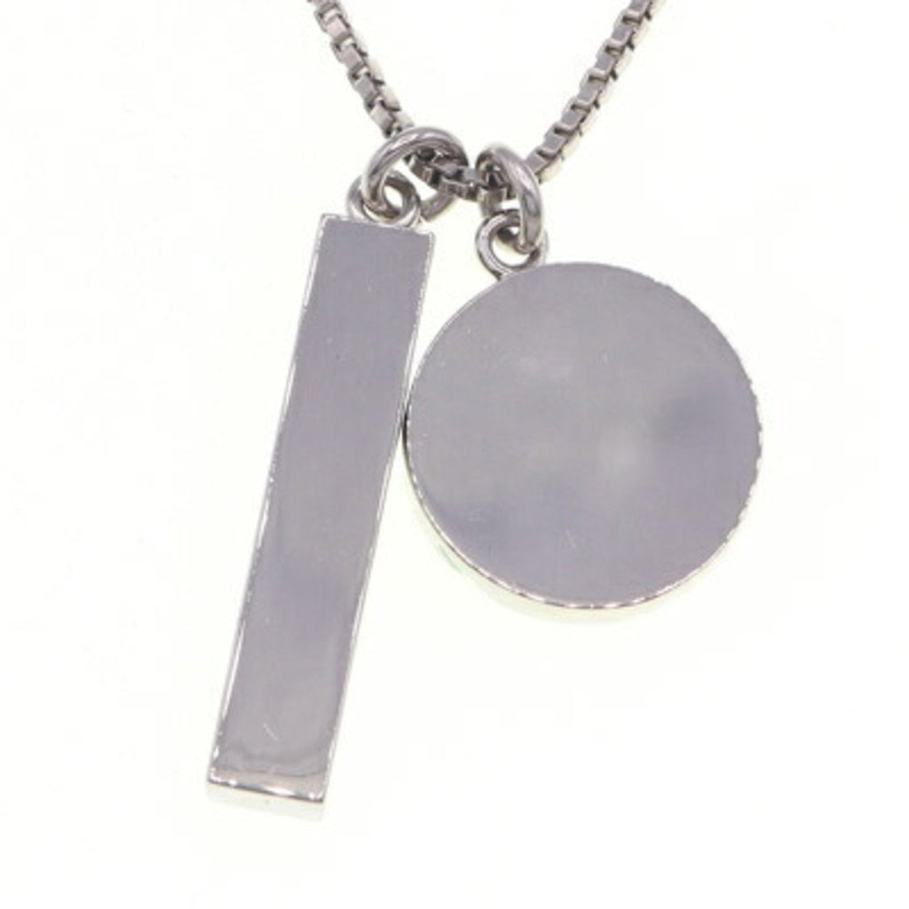 Monogram Pendant Necklace Silver Metal