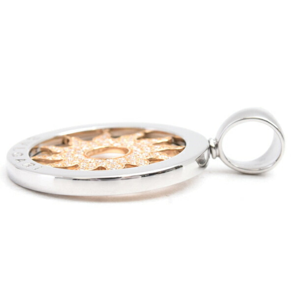 Tondo Sun Pendant Stainless Steel and 18K Yellow Gold With Pavé Diamond