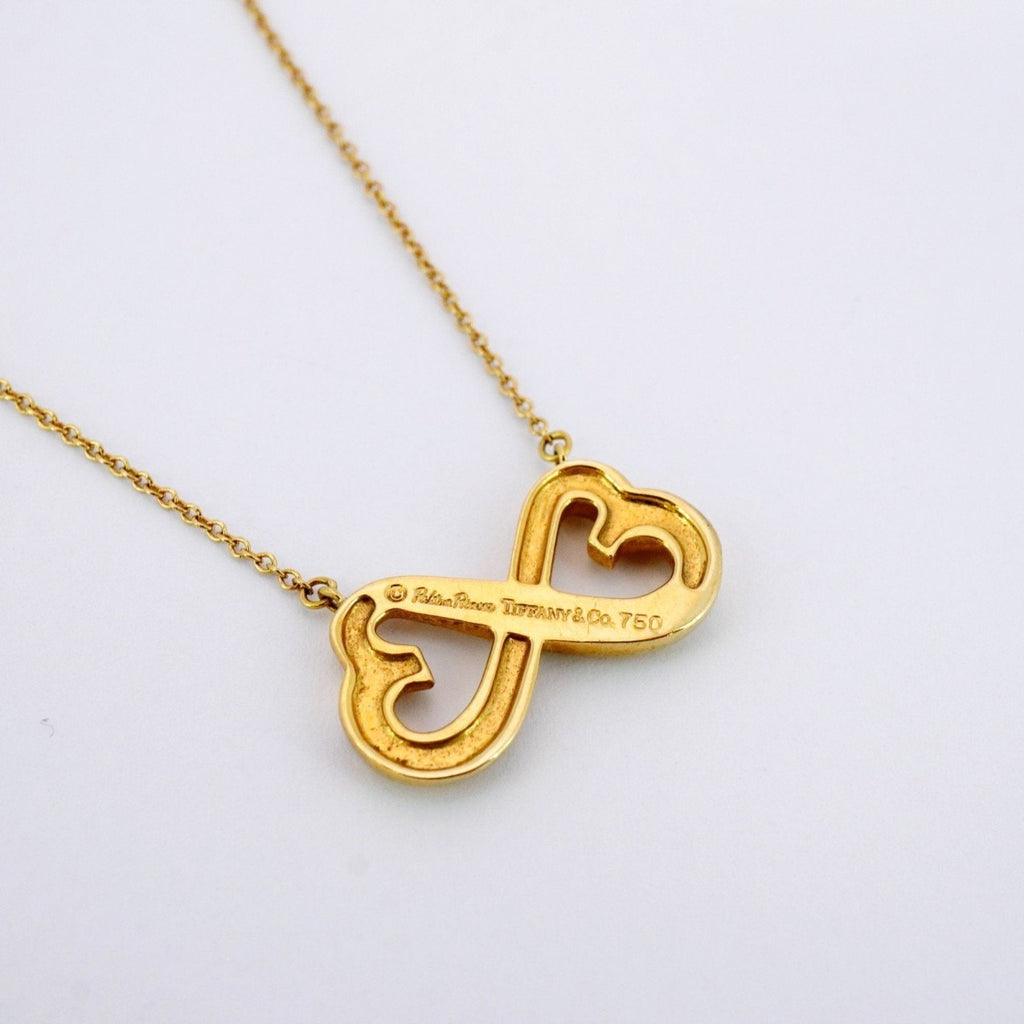Double Loving Heart Pendant Necklace 18K Yellow Gold