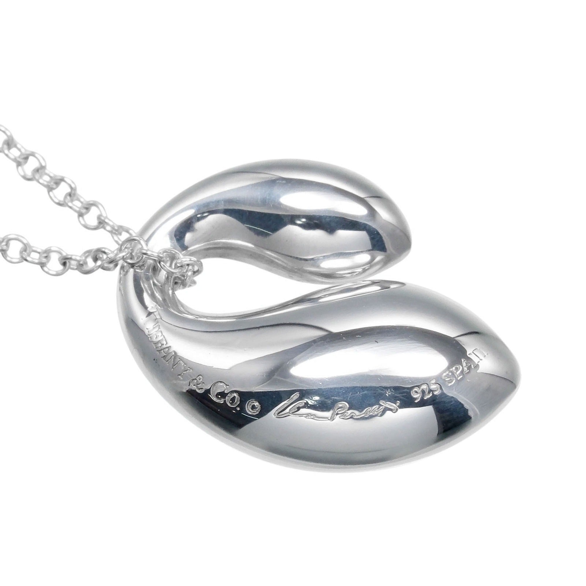 Double Teardrop Pendant Necklace Sterling Silver