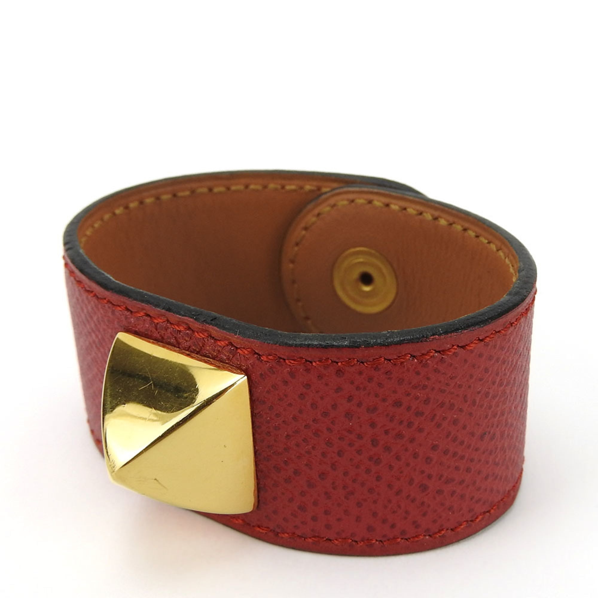 Medor Bracelet Epsom Leather and Metal Red