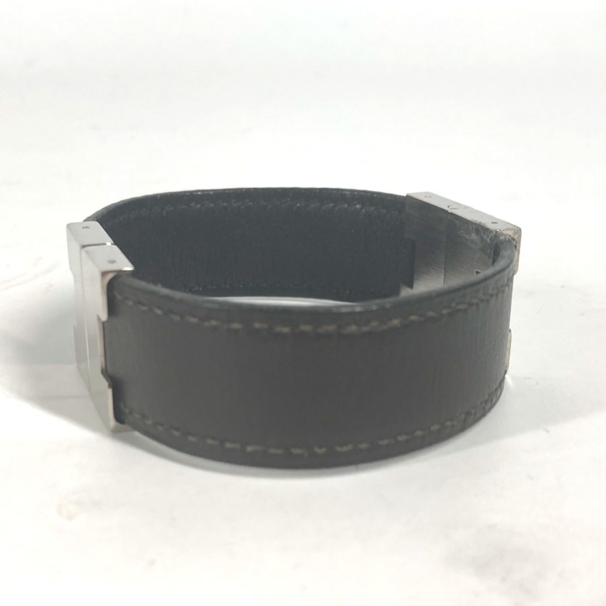 Lurie H Bracelet Leather and Silver Black