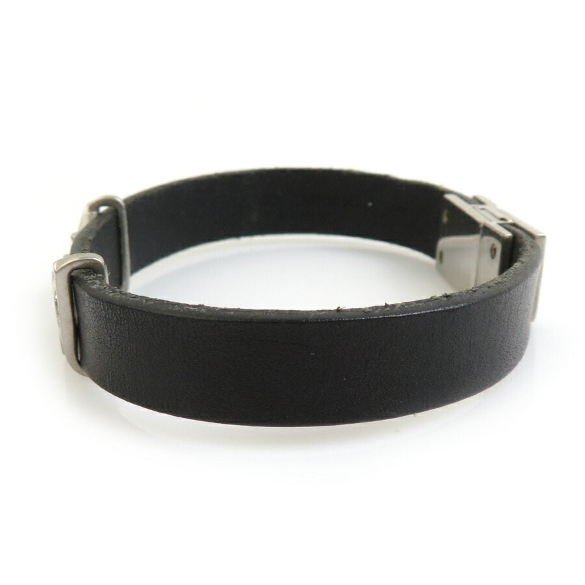 Bracelet Leather and Metal Black
