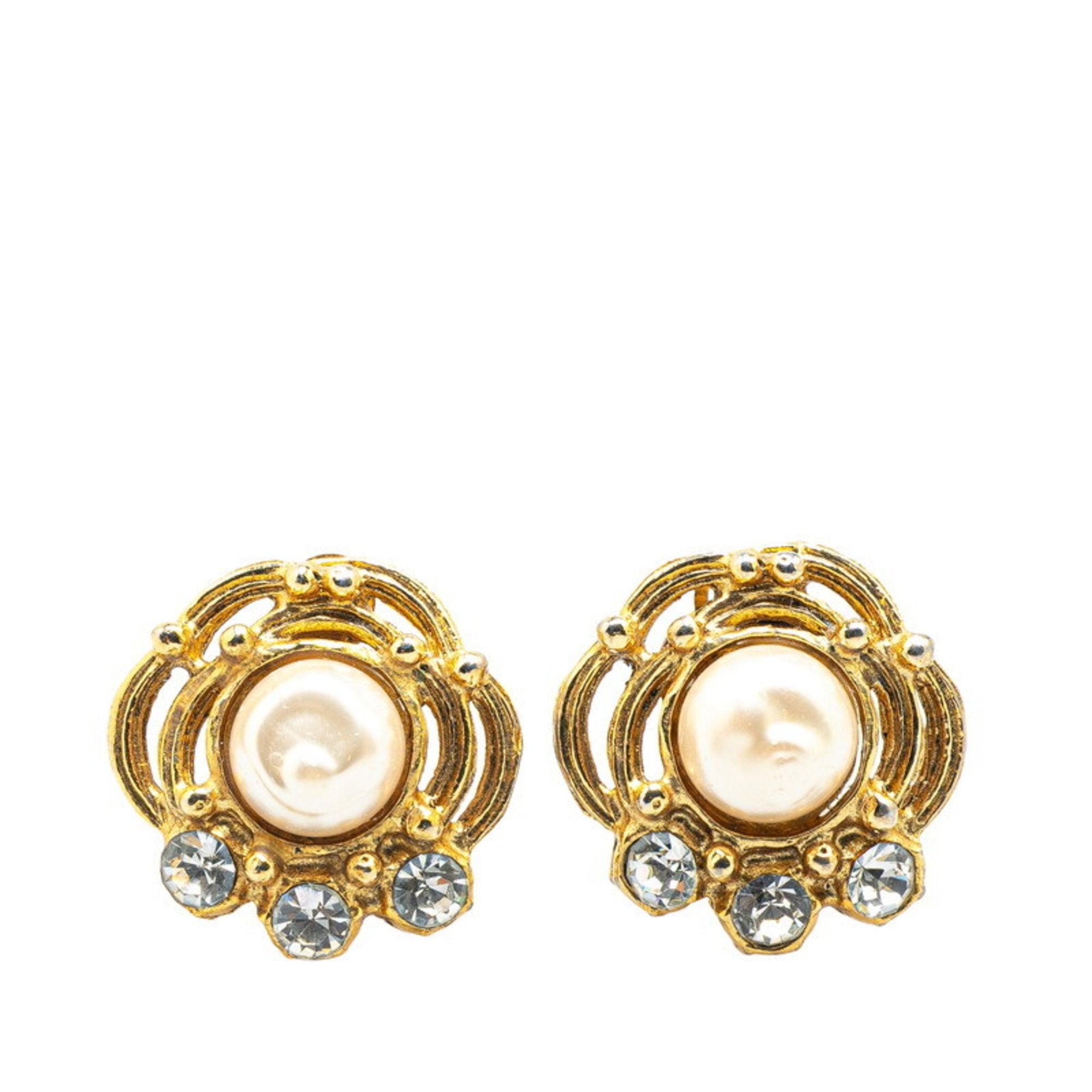 Clip-On Earrings Pearl Clip-On Gold-Tone Metal
