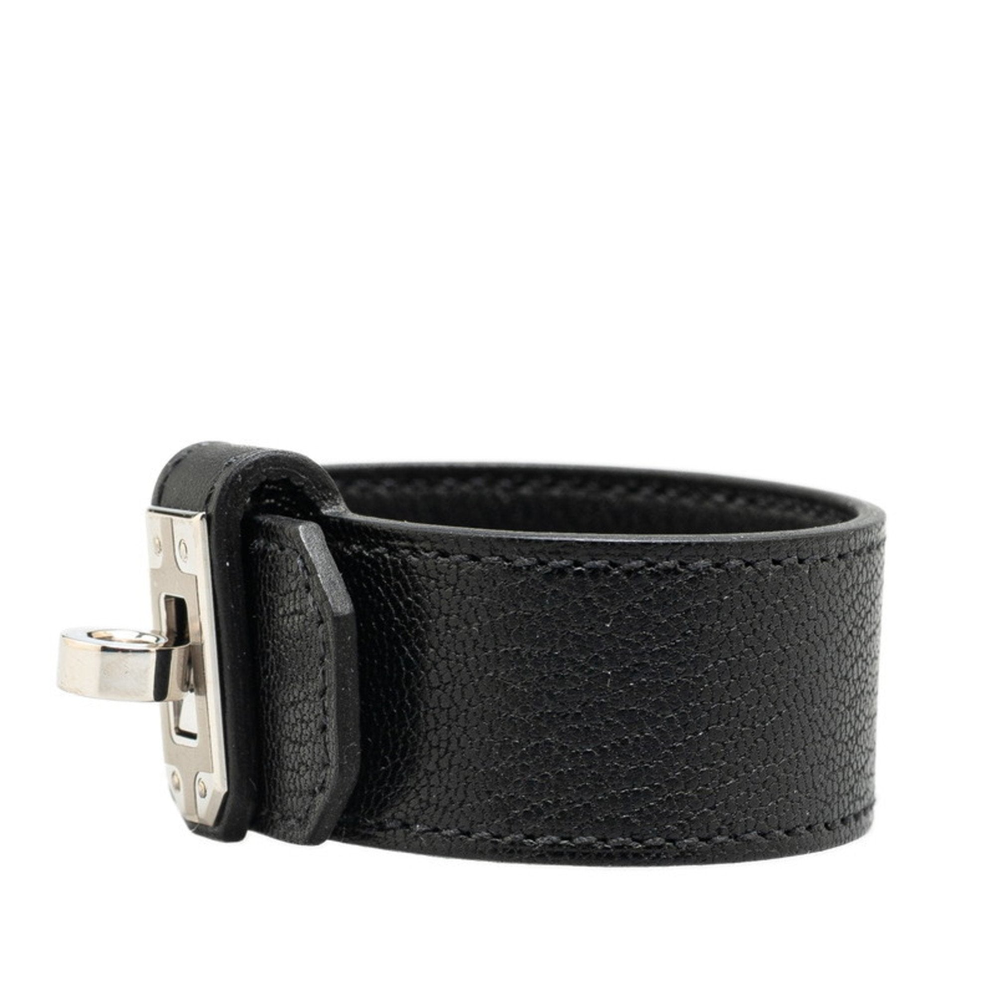 Kelly Bangle Swift Leather Black Bracelet
