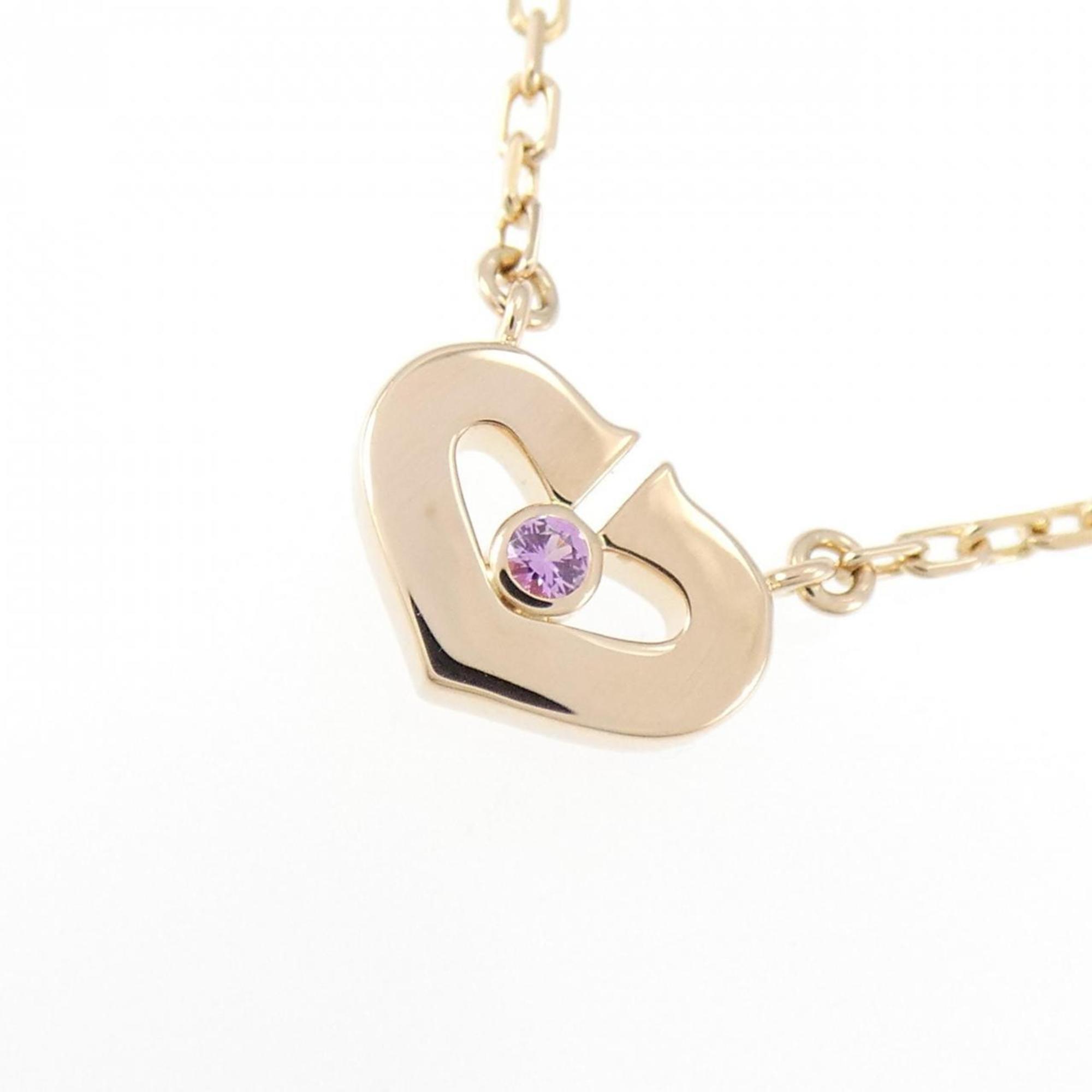 C Heart Pendant Necklace 18K Rose Gold