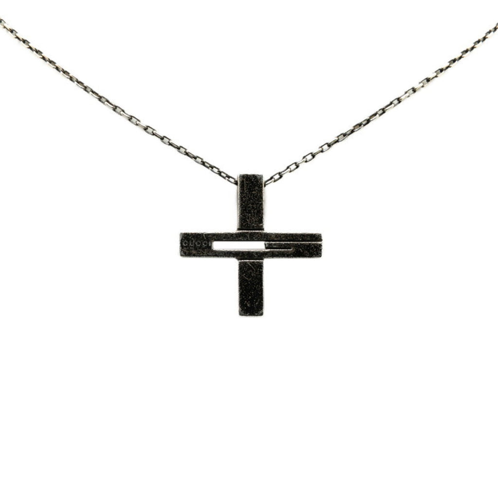 Cutout G Cross Pendant Necklace Sterling Silver