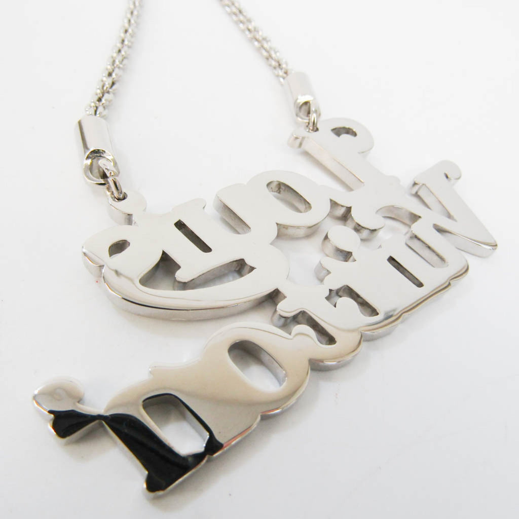 Pendant Necklace Metal with Rhinestone Silver