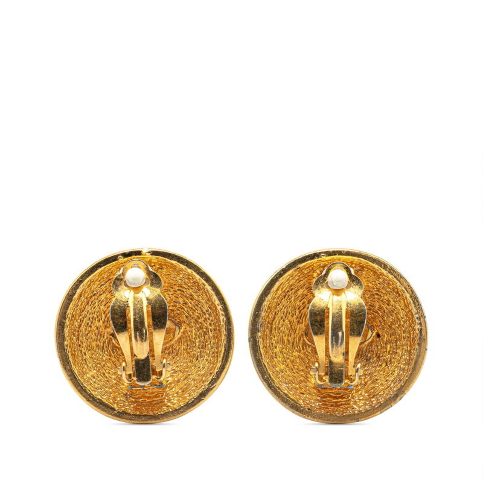 CC Logo Clip-On Earrings Metal Gold-Tone Metal