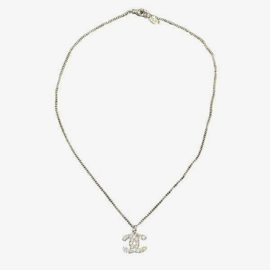 CC Logo Pendant Necklace Silver-Tone Metal