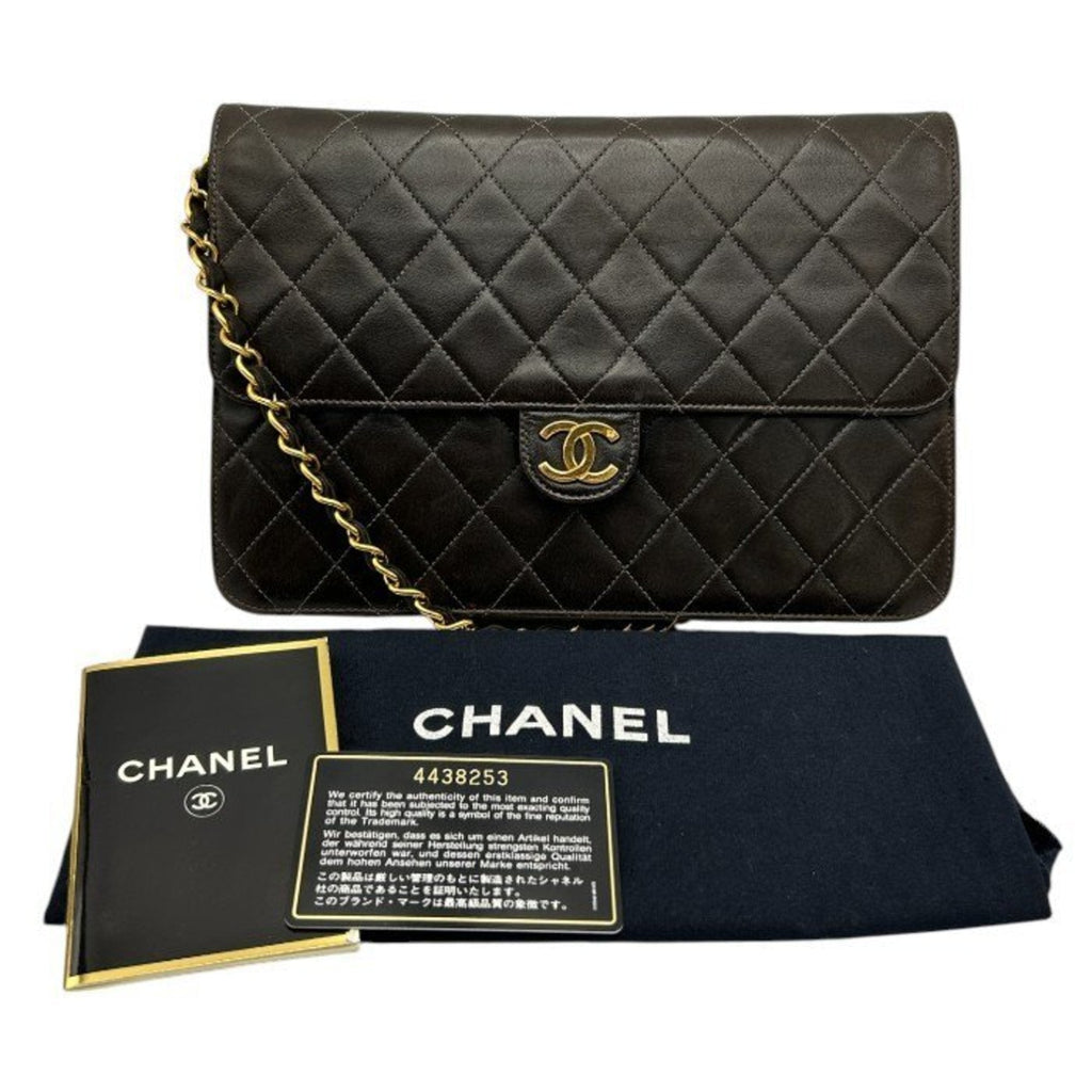 Vintage Clutch with Chain Quilted Leather Medium