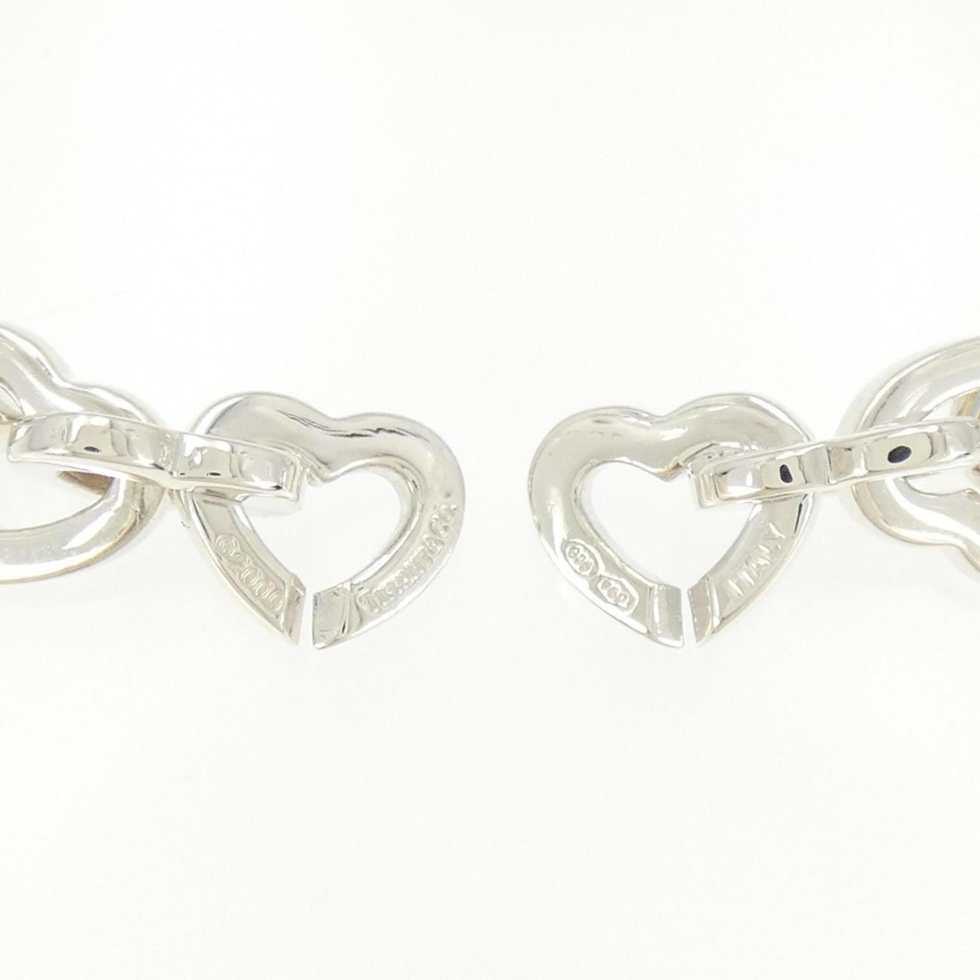 Heart Link Bracelet Sterling Silver and 18K Yellow Gold