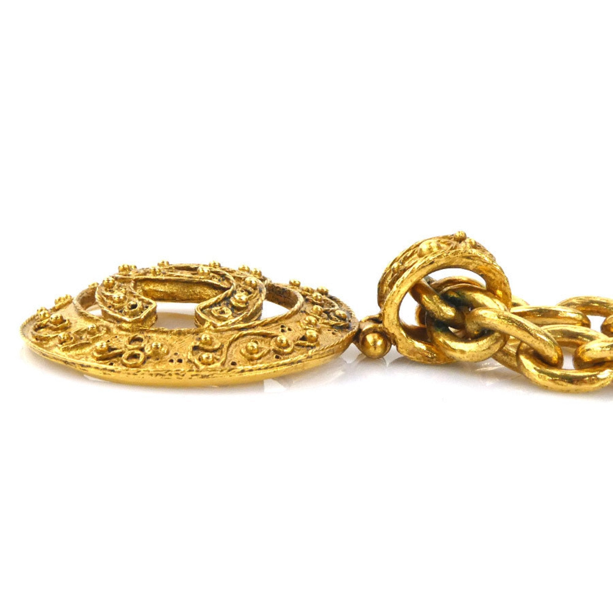 CC Logo Pendant Necklace Gold-Tone Metal