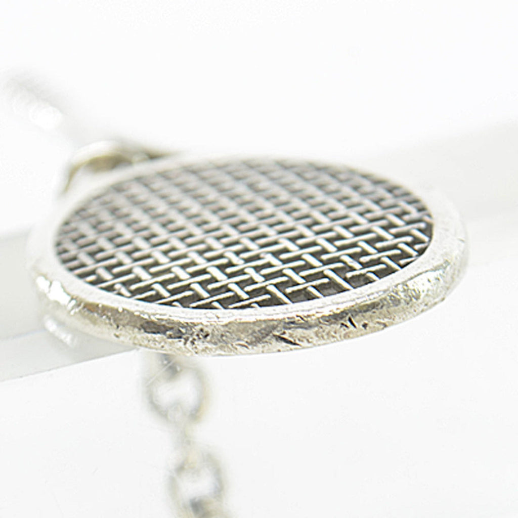 Tennis Racket and Ball Charm Necklace Sterling Silver
