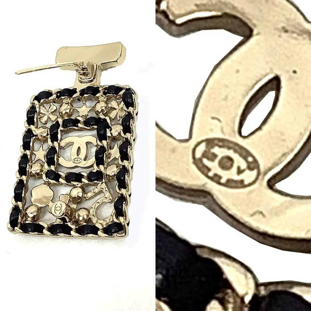 CC Logo Clover Brooch Gold-Tone Metal