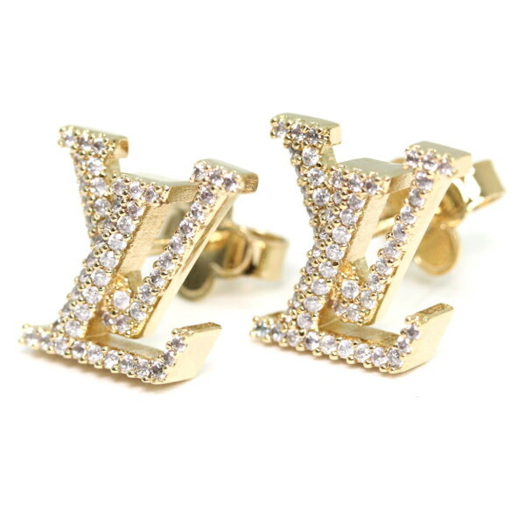 Earrings Rhinestone Gold-Tone Metal