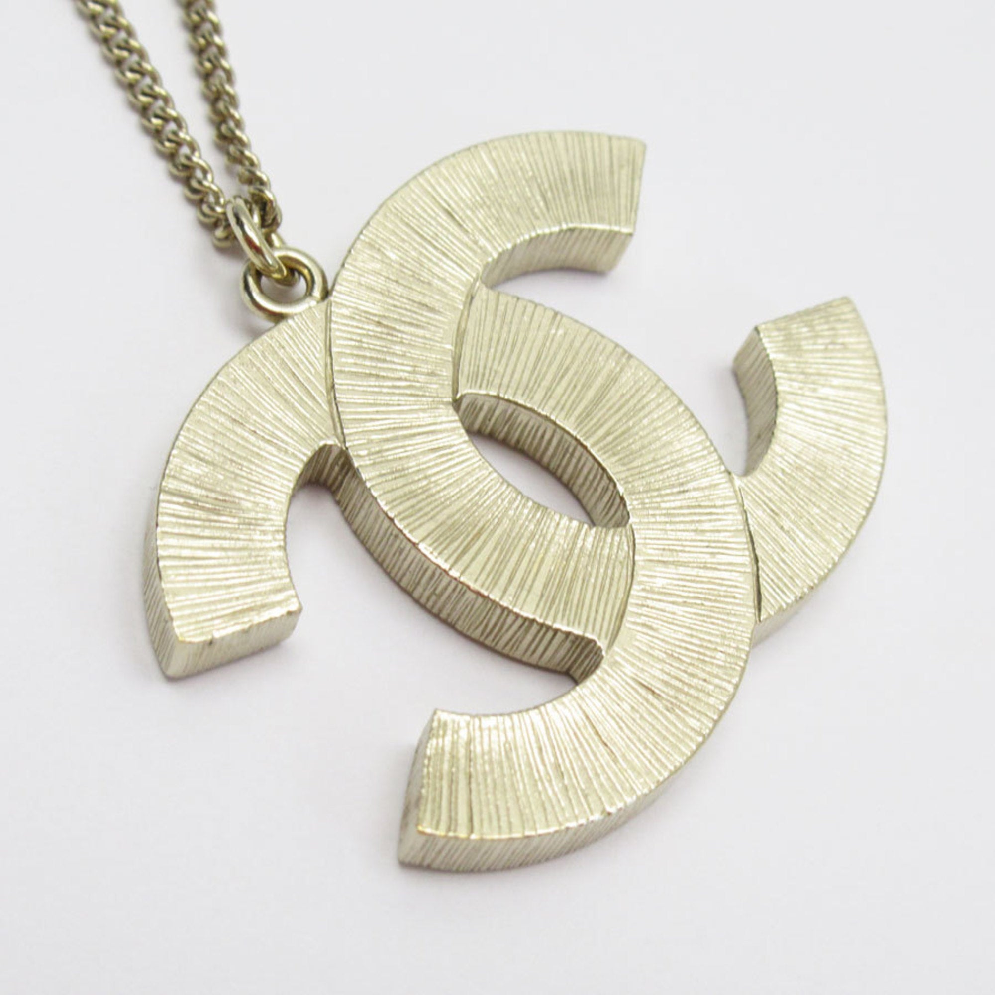 CC Logo Pendant Necklace Gold-Tone Metal