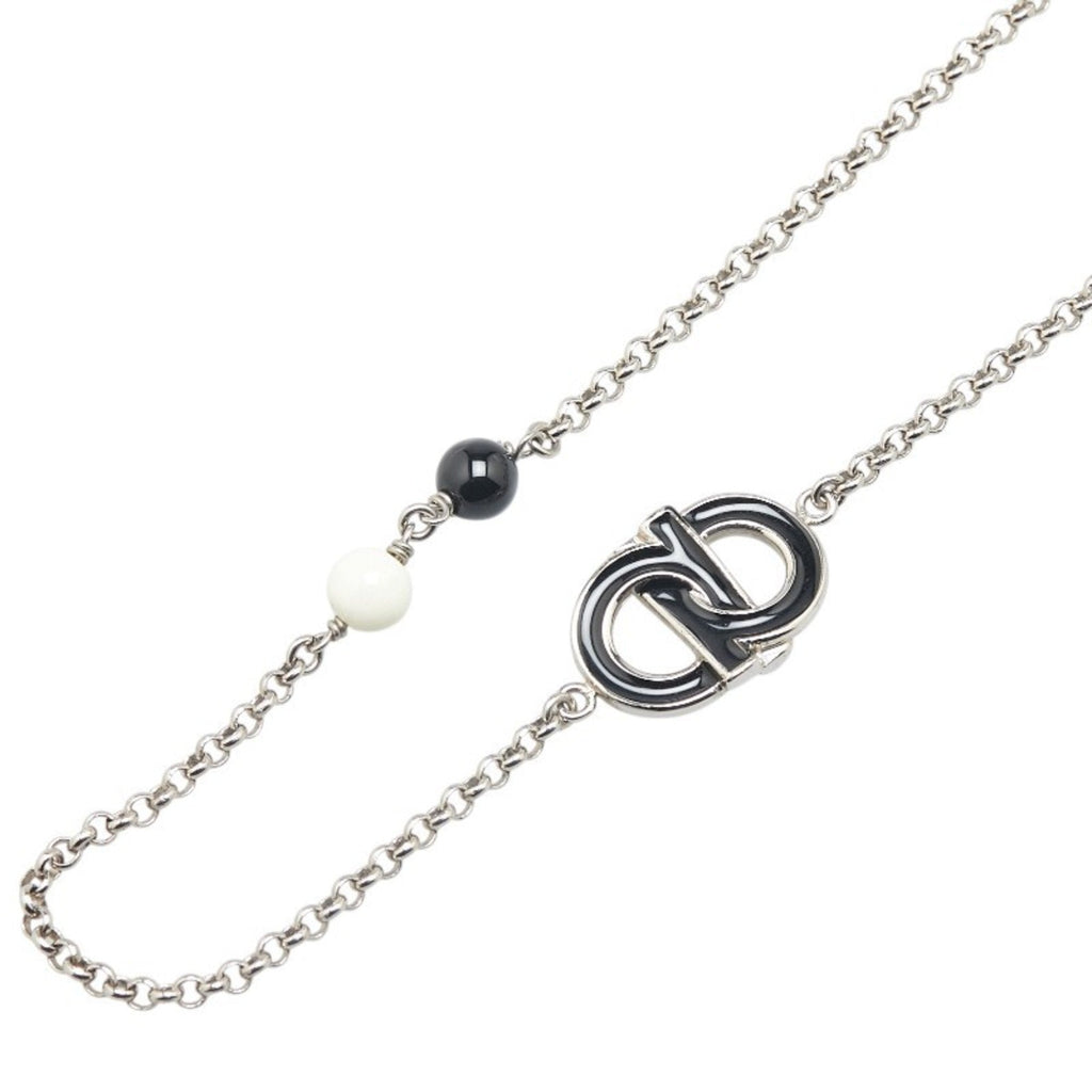 Gancini Pendant Necklace Metal Black and Silver and White