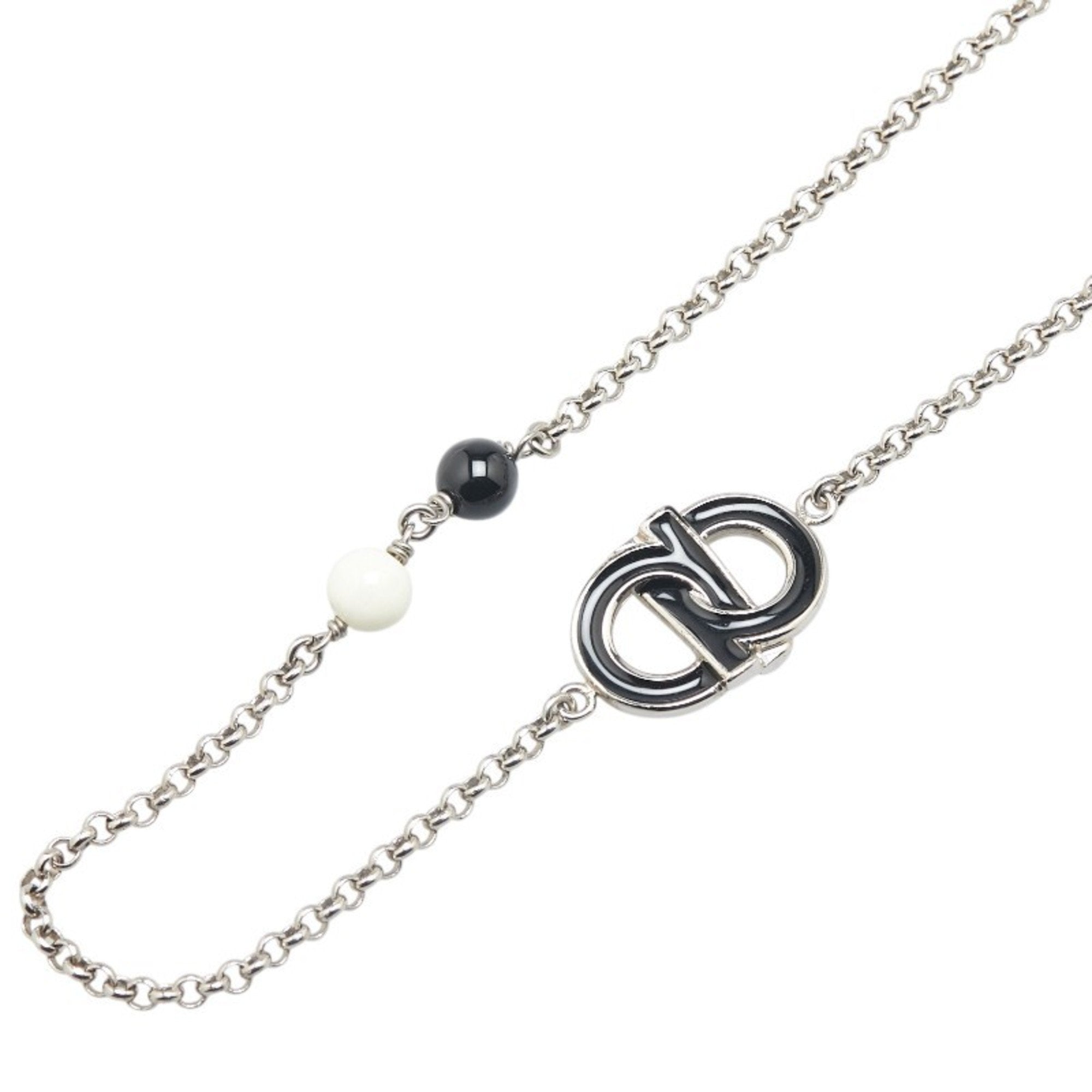 Gancini Pendant Necklace Metal Black and Silver and White