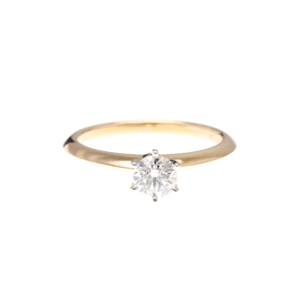Solitaire Ring 18K Rose Gold and Platinum with Diamond