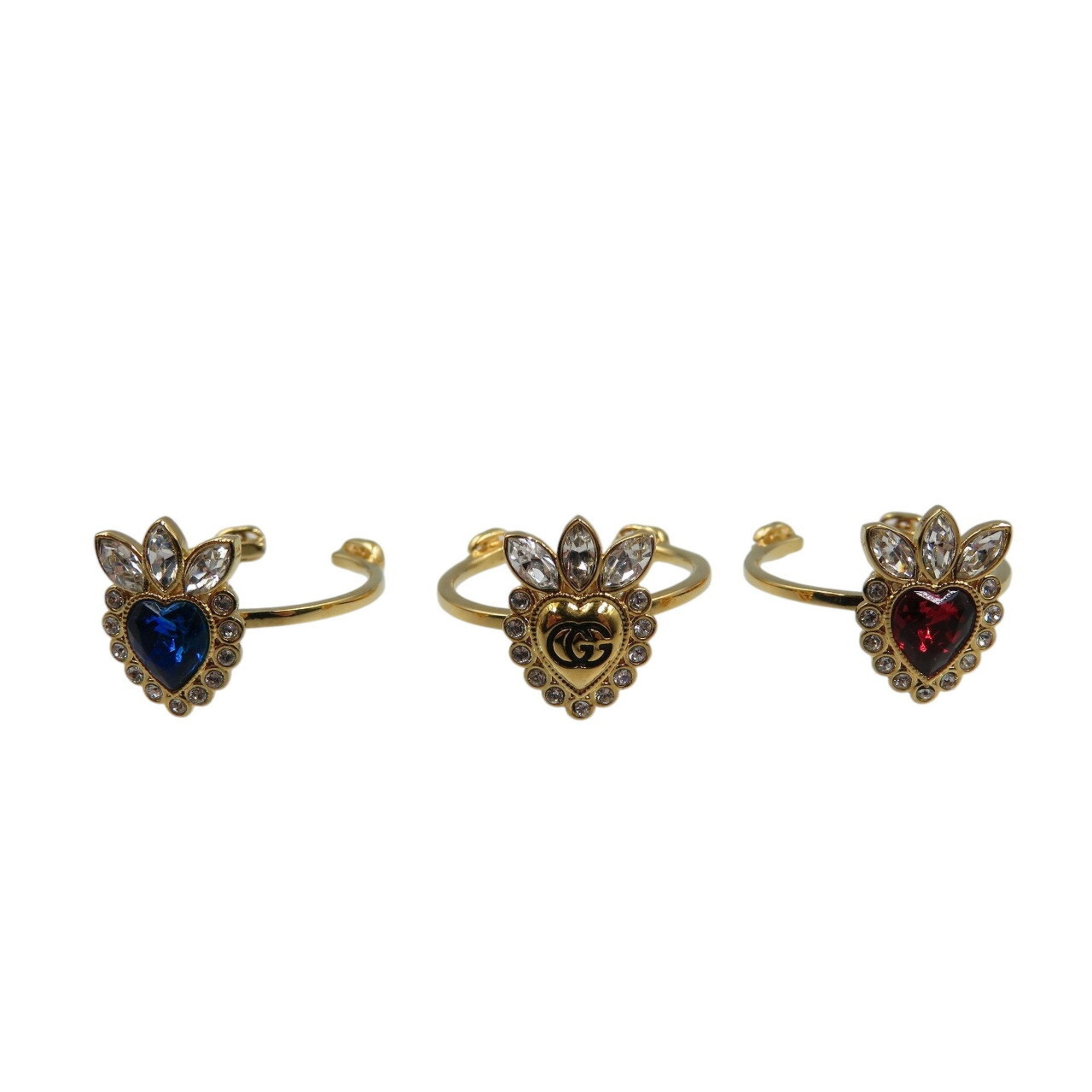 Crystal Heart Band Ring Gold