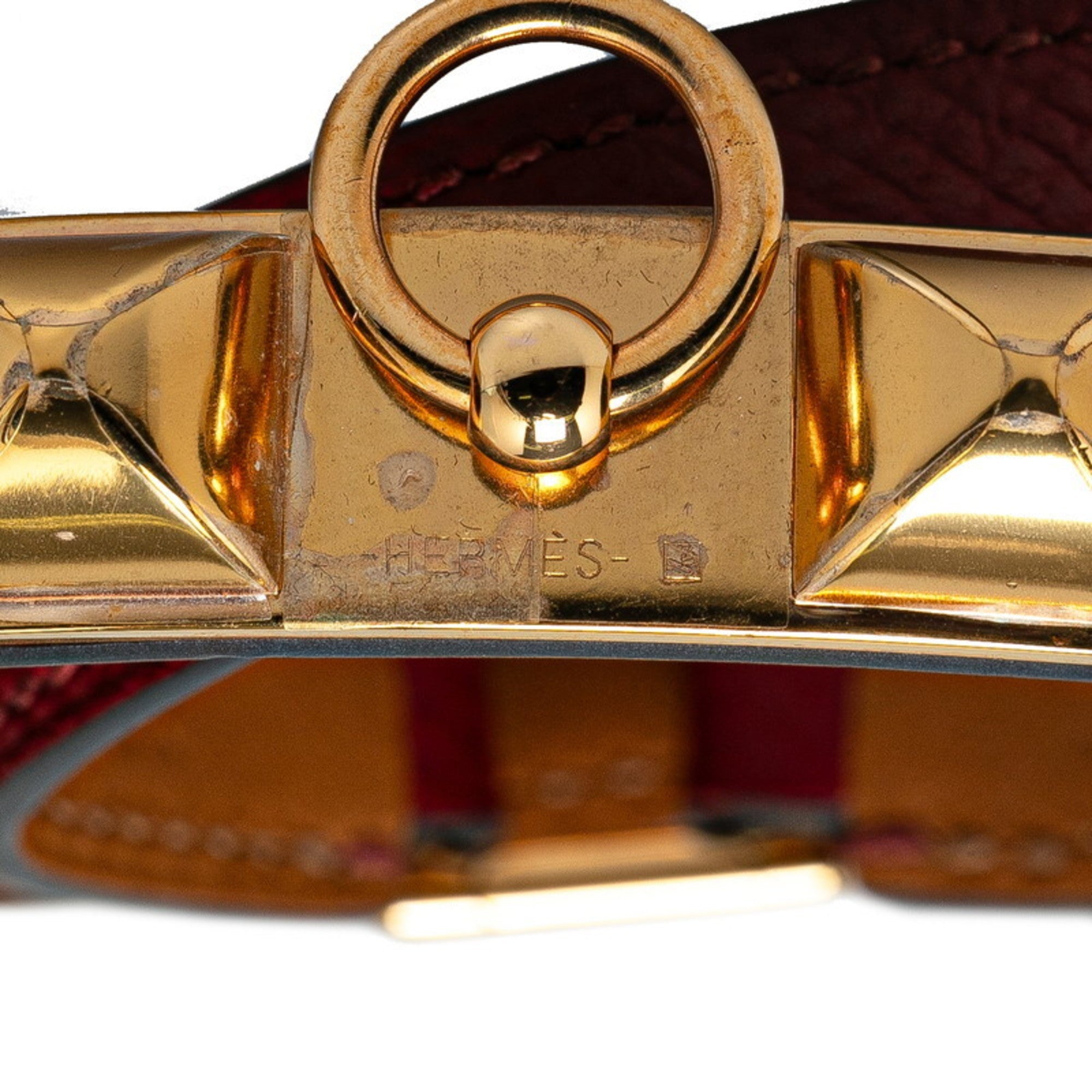 Collier de Chien Bracelet Epsom Leather Gold and Wine