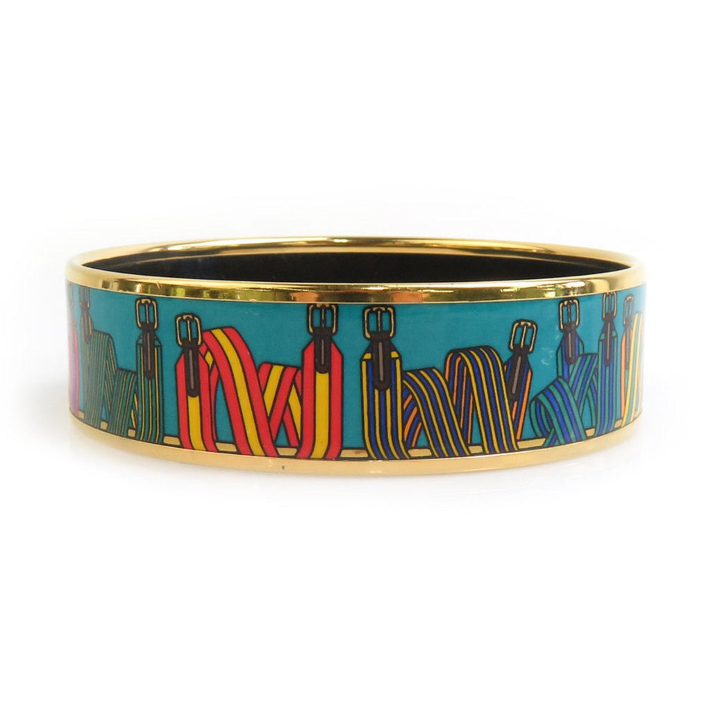 Enamel and Metal Bracelet Blue and Gold and Multi-color