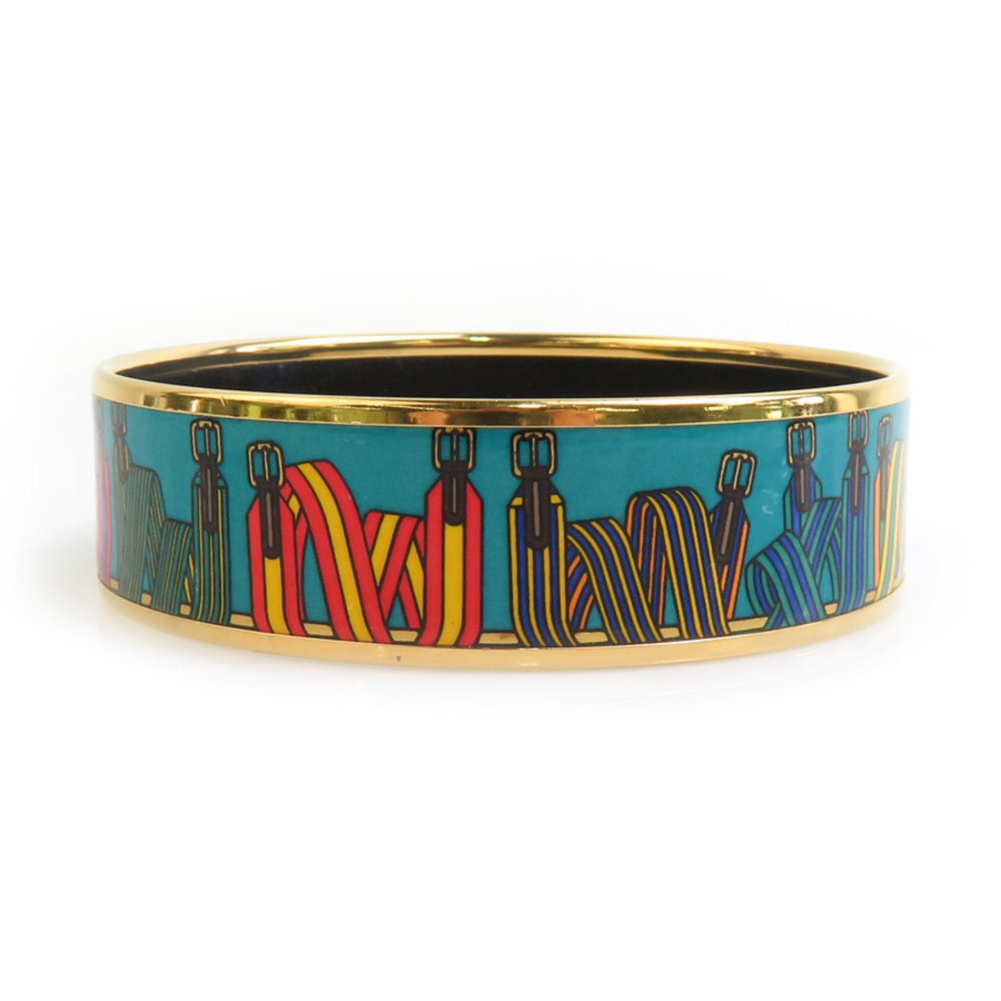 Enamel and Metal Bracelet Blue and Gold and Multi-color
