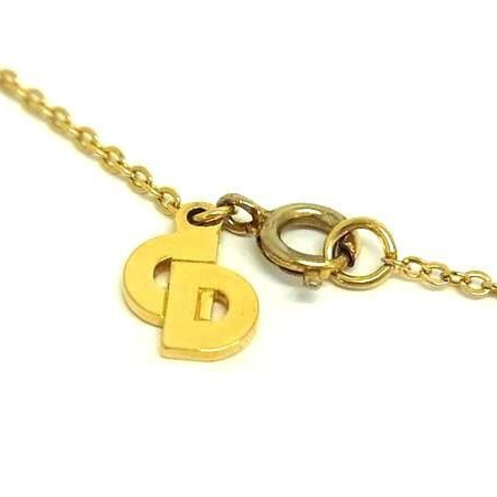 Pendant Necklace Gold Metal With Color Stone And Rhinestone