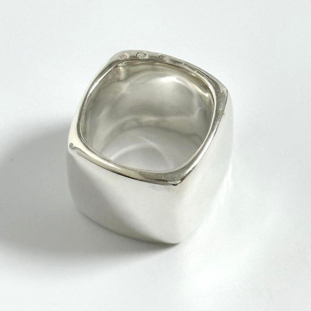 Vintage Wide Square Band Ring Sterling Silver