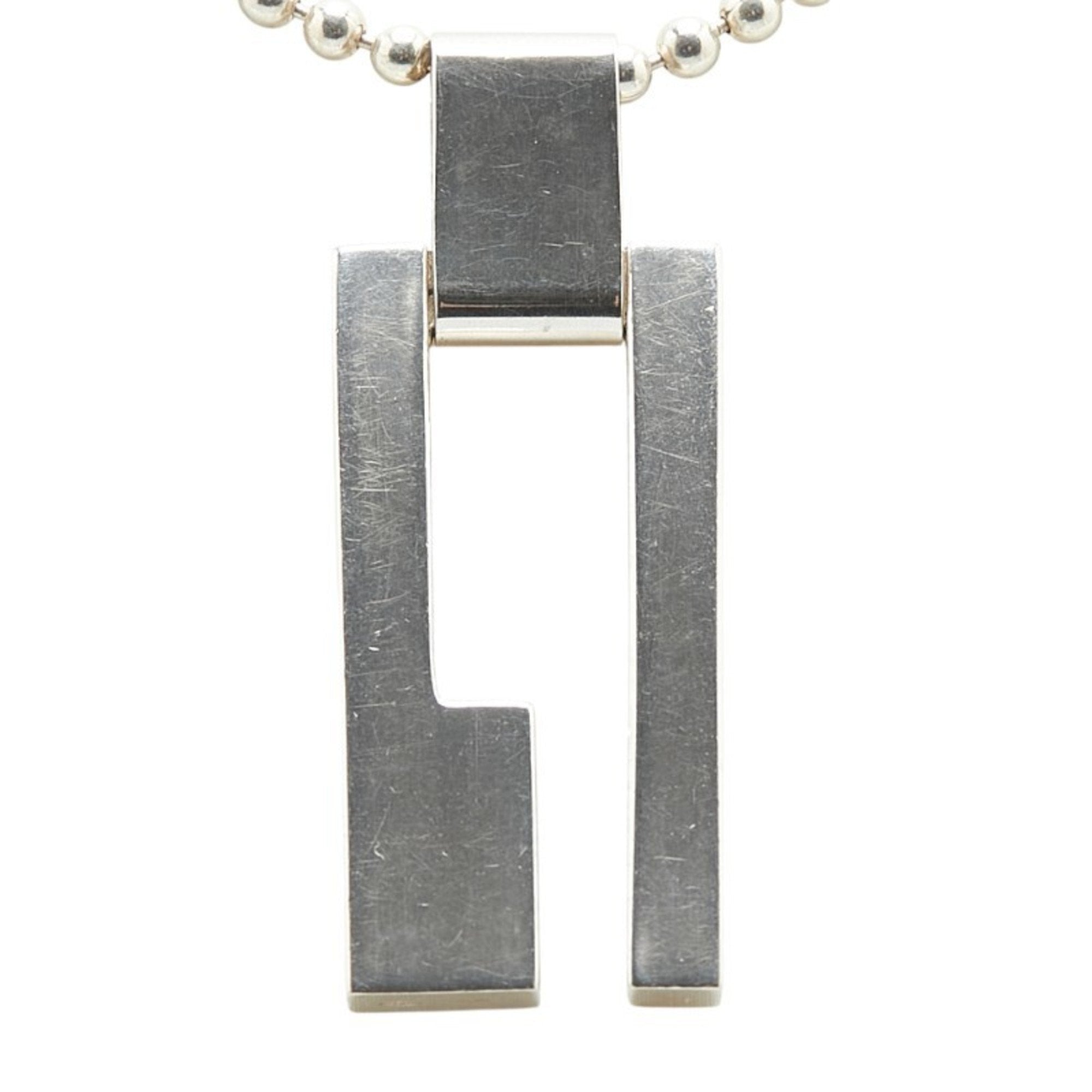 G Plate Pendant Necklace Sterling Silver