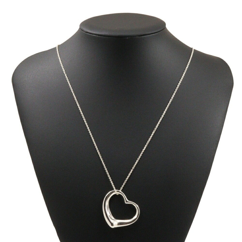 Open Heart Pendant Necklace Sterling Silver 34mm