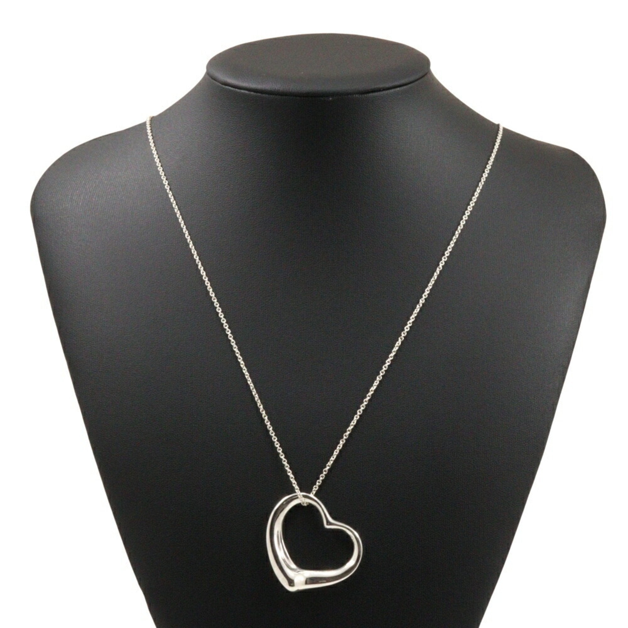 Open Heart Pendant Necklace Sterling Silver 34mm