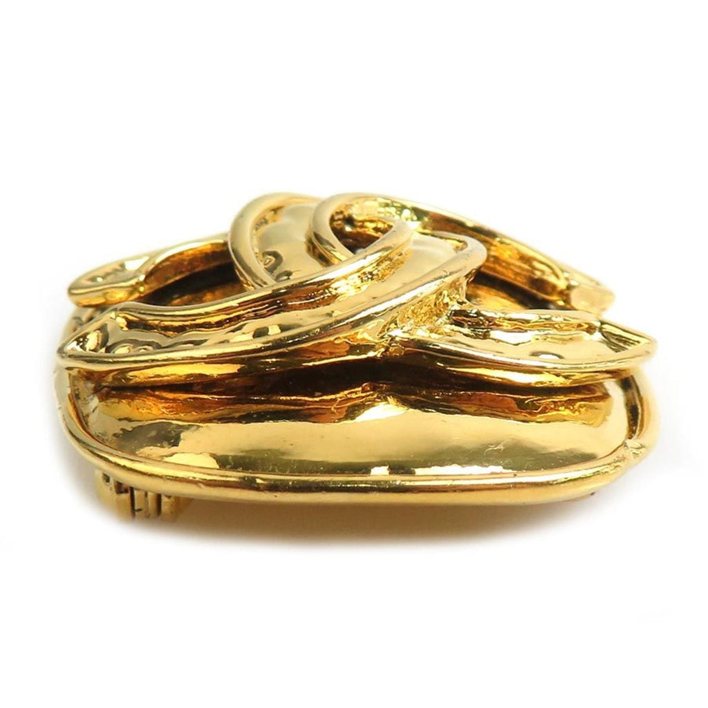 CC Logo Brooch Gold-Tone Metal