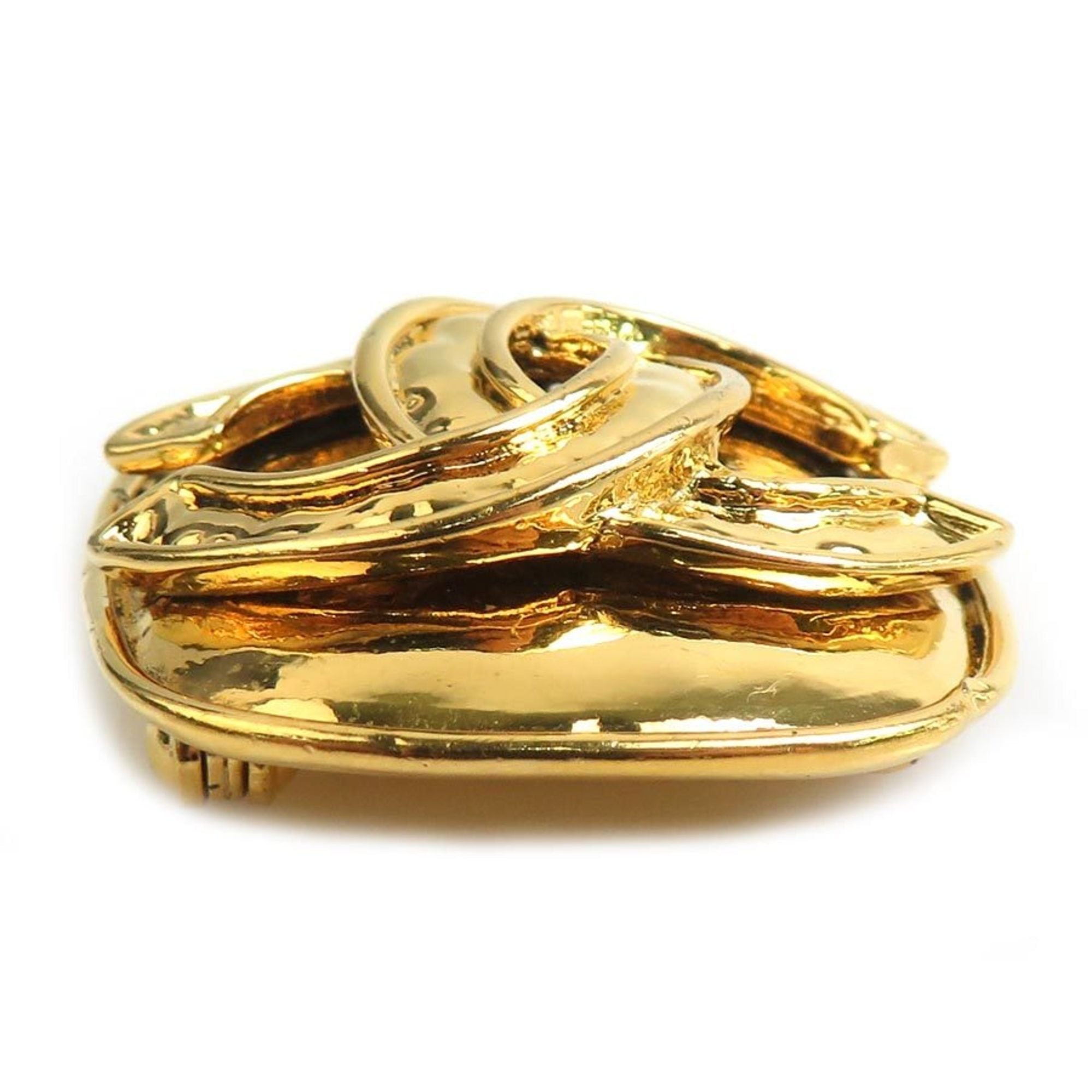CC Logo Brooch Gold-Tone Metal