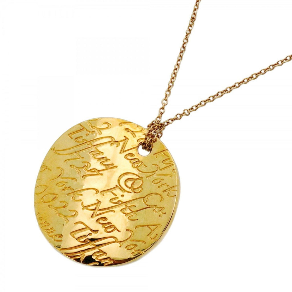Notes Circle Pendant Necklace 18K Yellow Gold