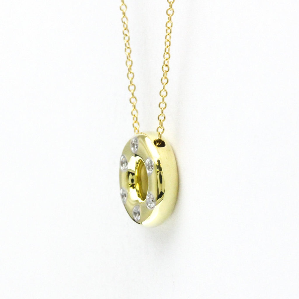 Dots Circle Pendant Necklace Platinum and 18K Yellow Gold with Diamond