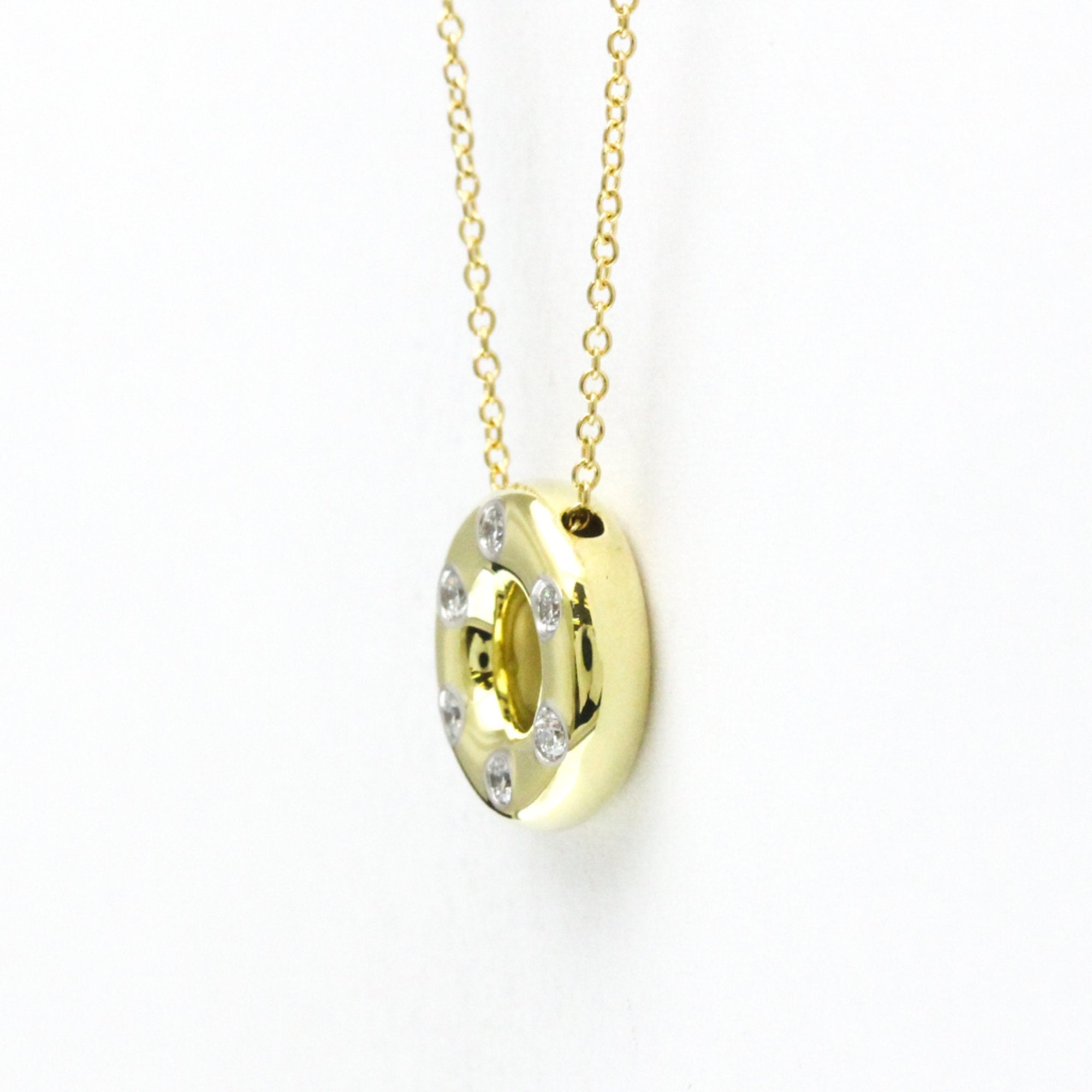 Dots Circle Pendant Necklace Platinum and 18K Yellow Gold with Diamond