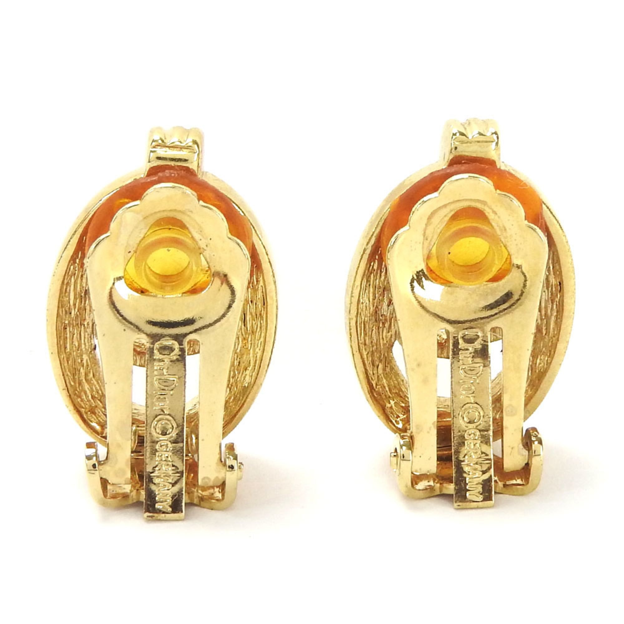 Clip-On Earrings Rhinestone Clip-On Gold-Tone Metal