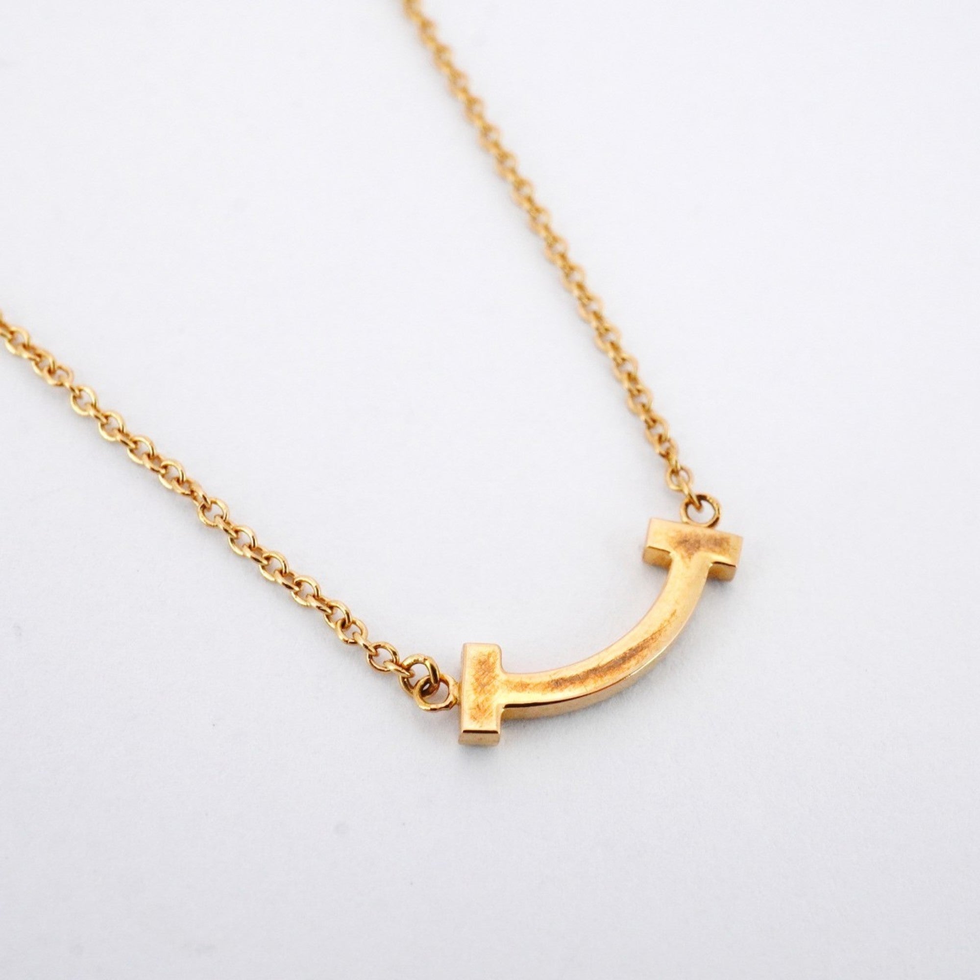 T Smile Mini Pendant Necklace 18K Rose Gold with Diamonds