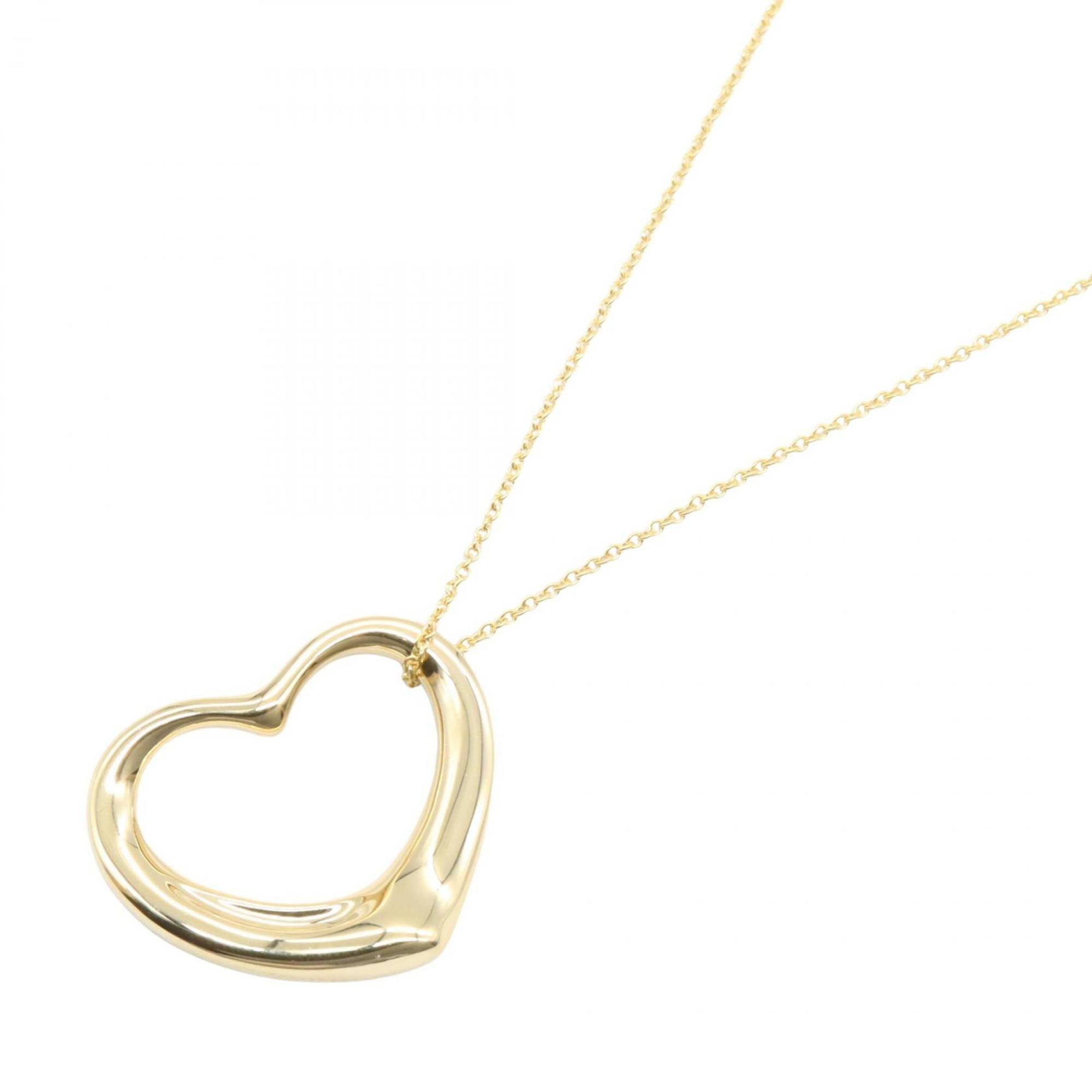 Open Heart Pendant Necklace 18K Yellow Gold