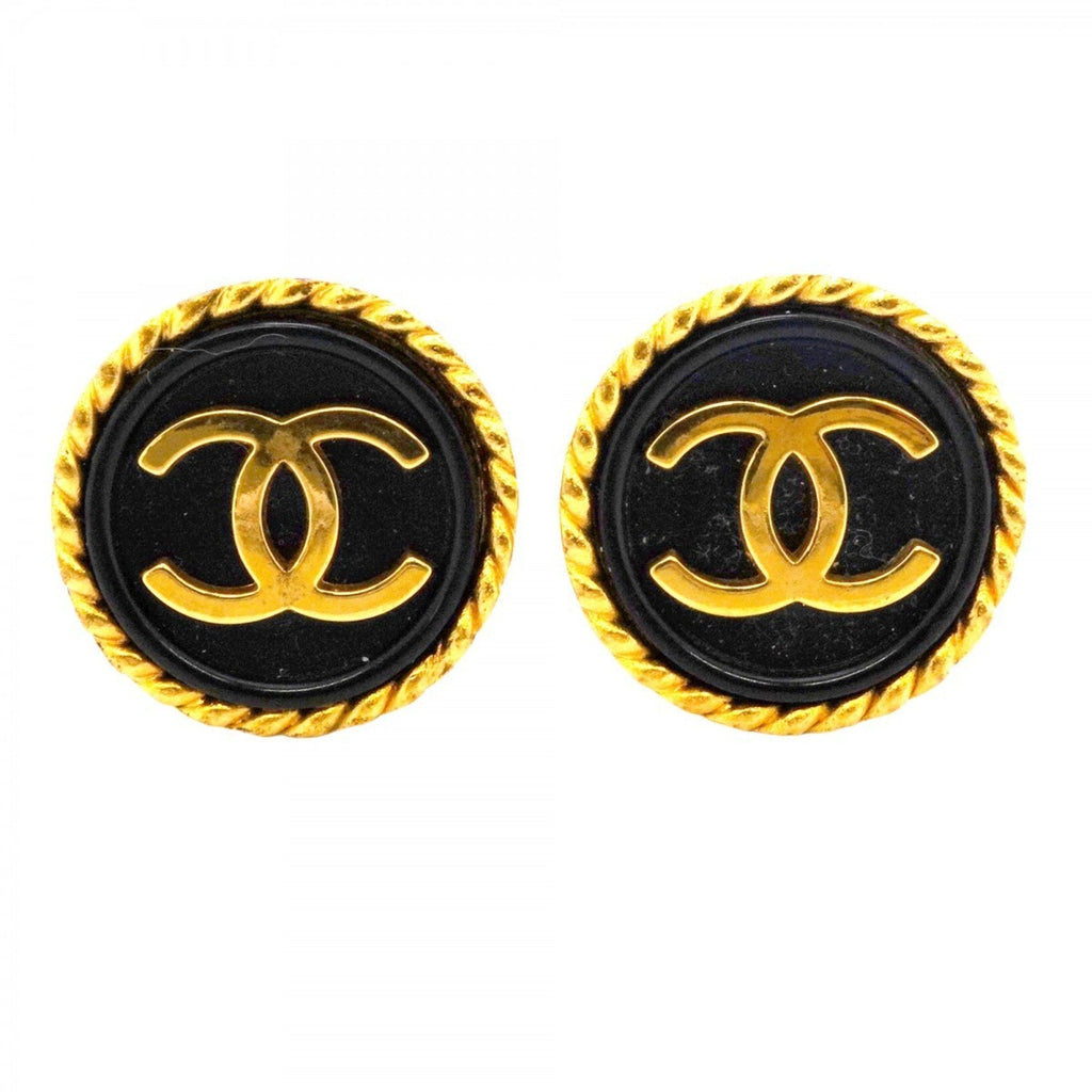 CC Logo Circle Clip-On Earrings Metal Gold-Tone Metal
