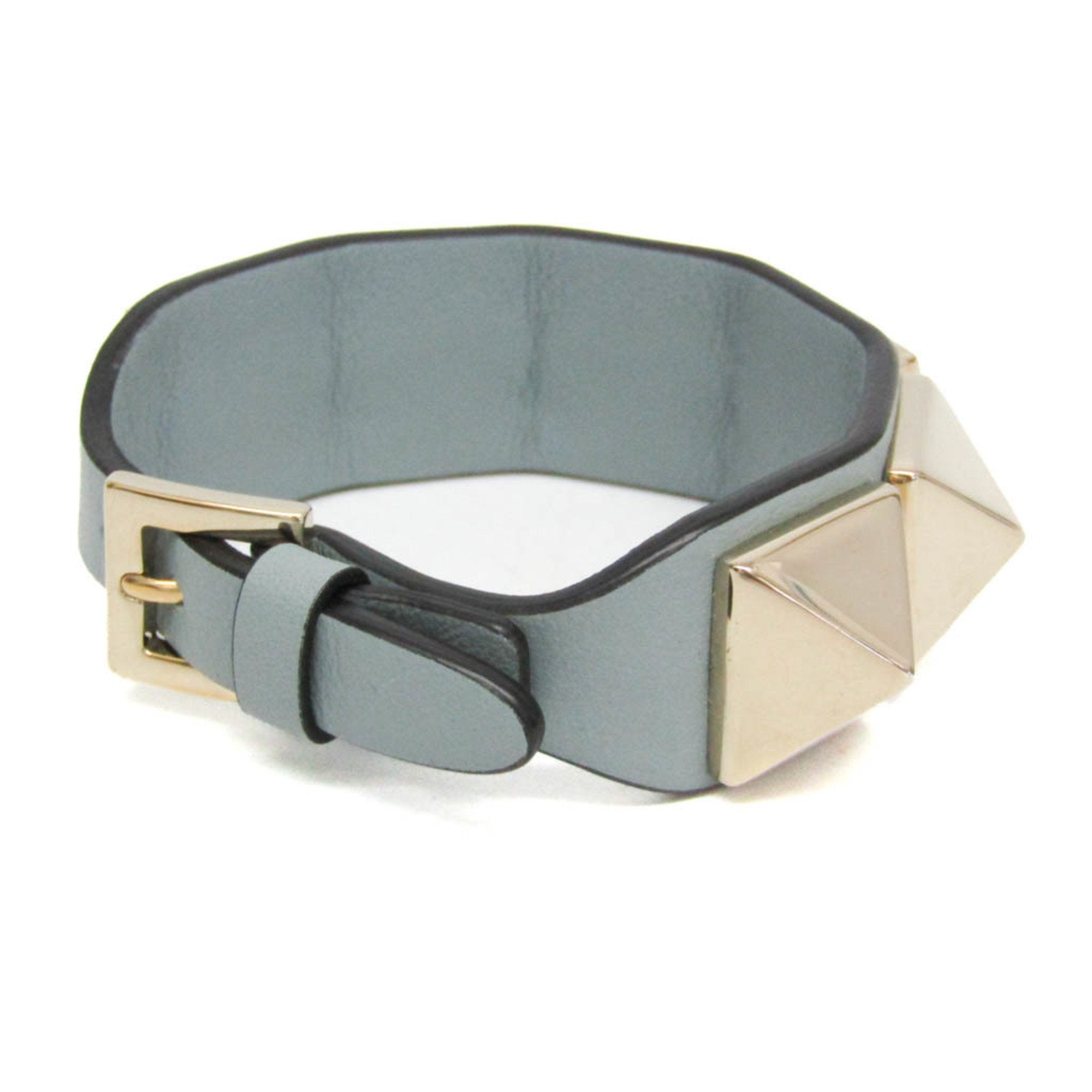 Studs Bracelet Leather and Metal Blue